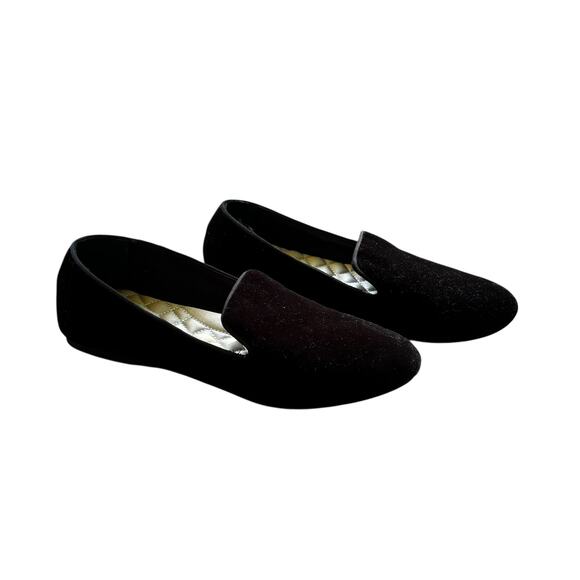 Birdies The Starling Velvet Flats Womens Black Slip On Quilted Footbed FLAW - Picture 8 of 11